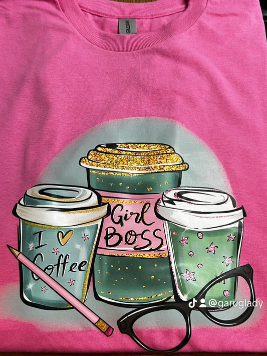 Short Sleve T-Shirt I Love Coffee Girl Boss